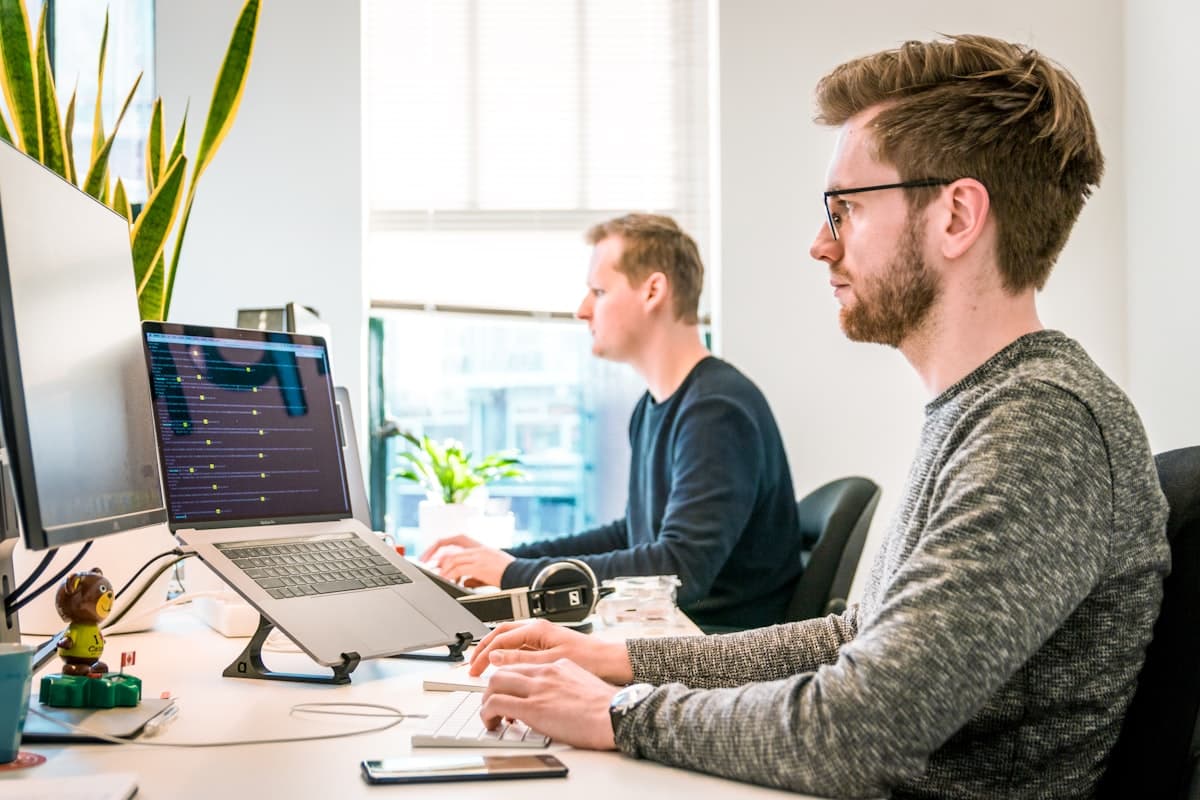 Professional business team working with AI technology